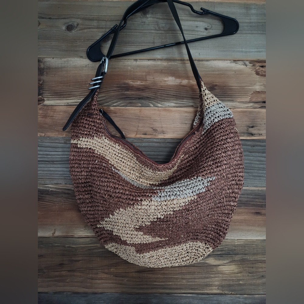 NWOT Free People Santorini Tote Bag Tan and Brown - Picture 5 of 5